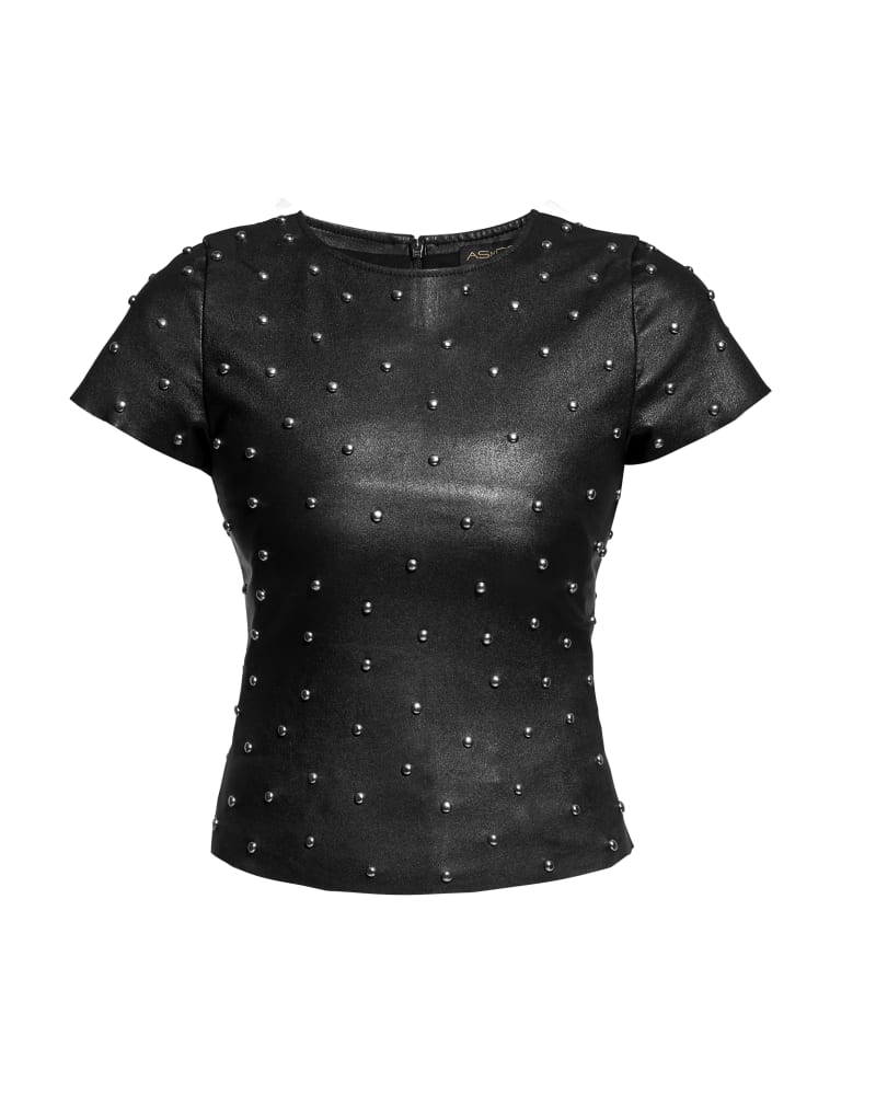 Front of a size L Margot Stretch Leather Tee in Black by AS by DF. | dia_product_style_image_id:327700